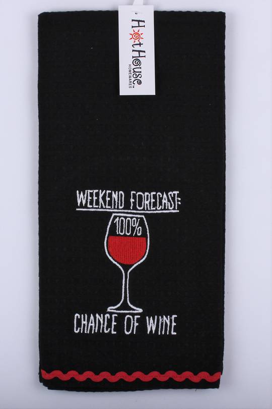 Tea towel 'Weekend forecast: 100% chance of wine" Code: T/T-GF/WIN/FOR.